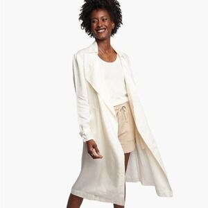 ABLE Irena Trench Duster Jacket XL Beige Lightweight Open Front Minimalist Coat
